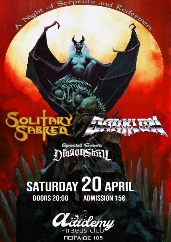 Solitary Sabred - Darklon - Dragonskull gig poster